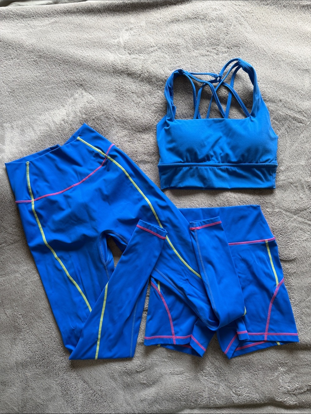 BuffBunny Electric Blue Sports bra, Shorts, & Leggings Bundle